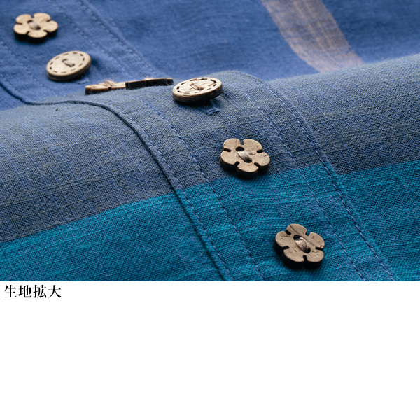 ビックチェック多ボタンデザインブラウス