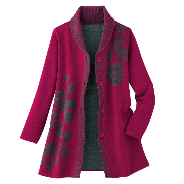 リバーシブル配色ジャカードニットジャケット◎