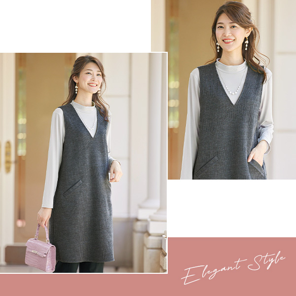 杢調ジャカードカットソージャンパードレス