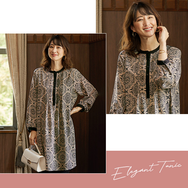 配色使いピンタックデザインチュニック◎ | 京都通販ミセスの