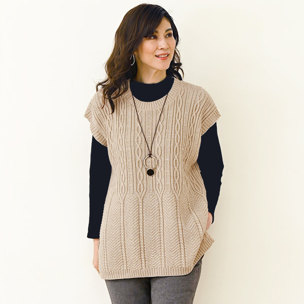 編み地変化チュニックニットベスト◎ | 京都通販ミセスのファッション