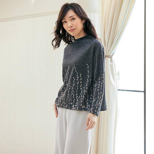 杢調カットソープリントプルオーバー◎ | 京都通販ミセスの