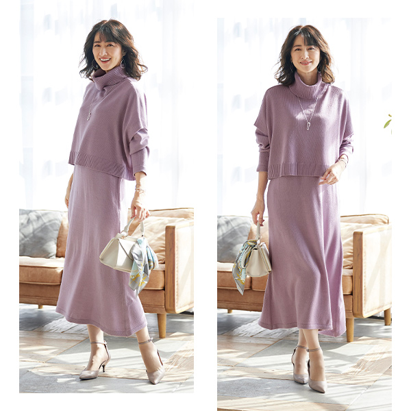 デザインベストニットワンピースアンサンブル◎