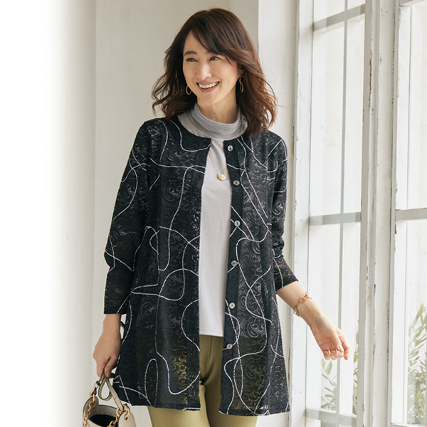 総レースプリントジャケット / 大きいサイズ ML LL 3L◎