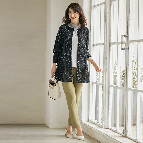 総レースプリントジャケット / 大きいサイズ ML LL 3L◎