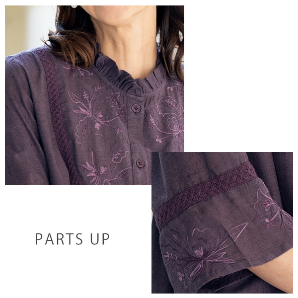 ミックス調綿混刺しゅうブラウス◎ | 京都通販ミセスのファッション館