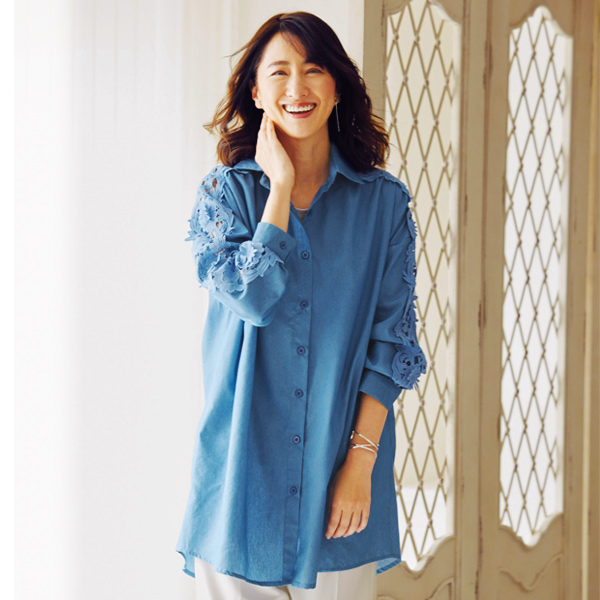 コットンデザイン袖オーバーシャツジャケット◎