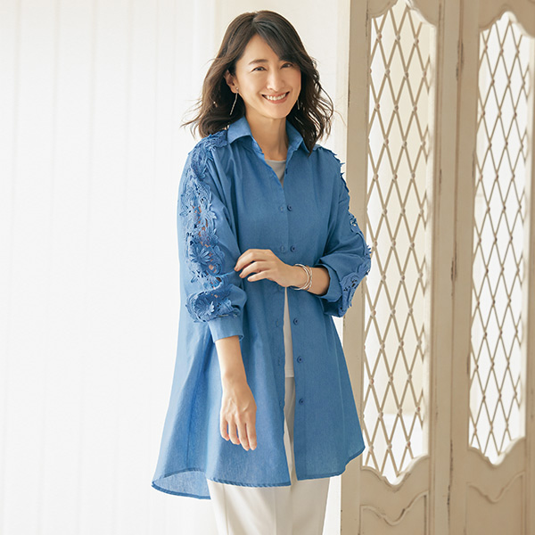 コットンデザイン袖オーバーシャツジャケット◎