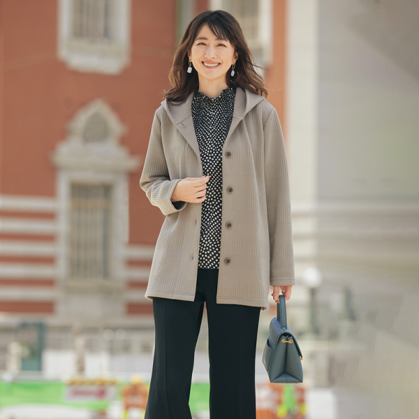 フード付ジャカードカットソージャケット◎ | 京都通販ミセスの