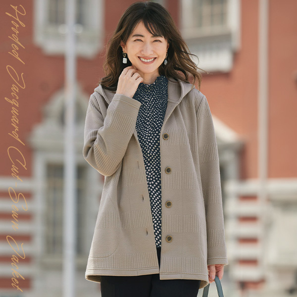 フード付ジャカードカットソージャケット