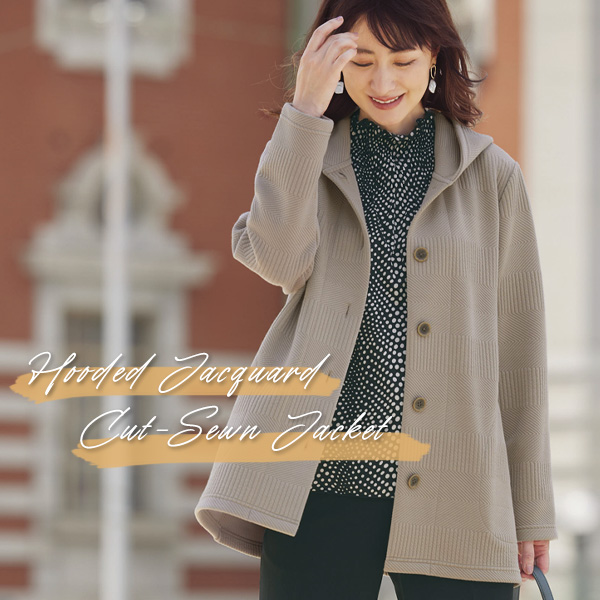 フード付ジャカードカットソージャケット