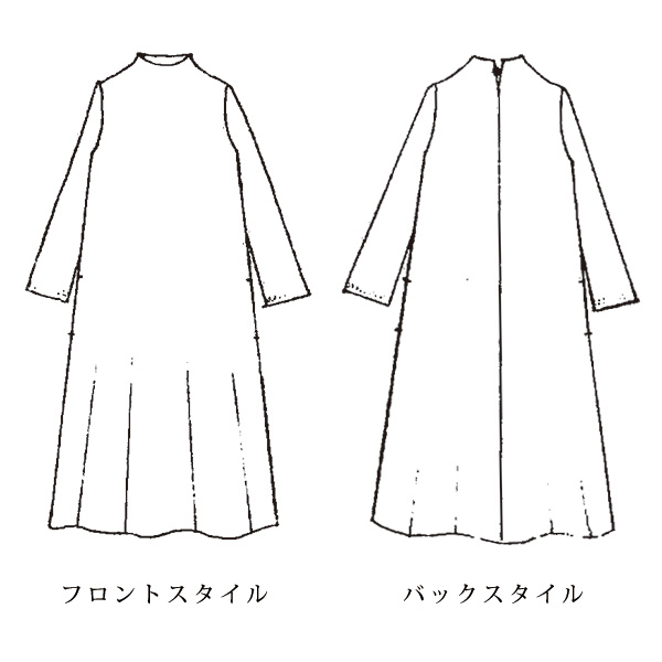 起毛素材ボトルネックプリントワンピース◎