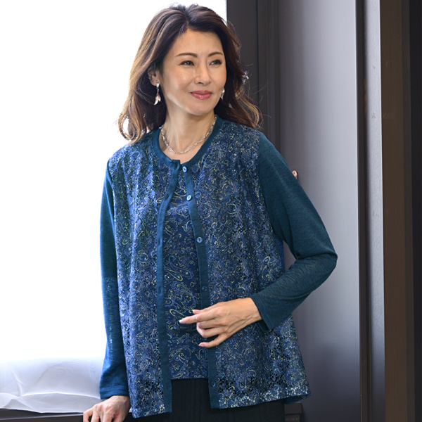 レースプリント切替カットソーアンサンブル◎☆