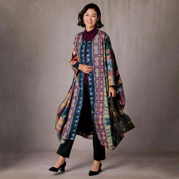 和調プリント裏地付ワンピースコート