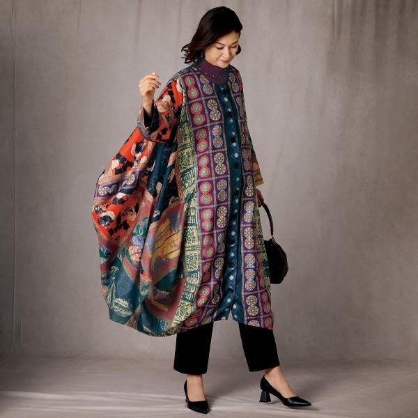 和調プリント裏地付ワンピースコート