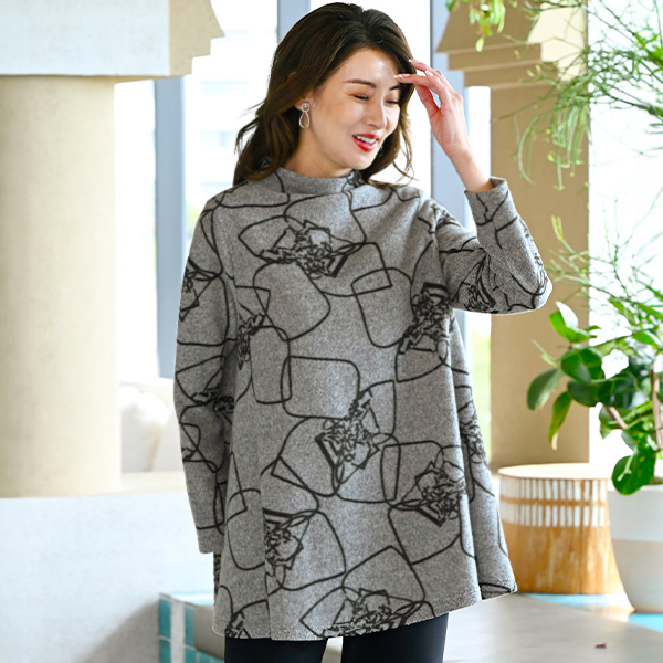 花柄プリントチュニックプルオーバー