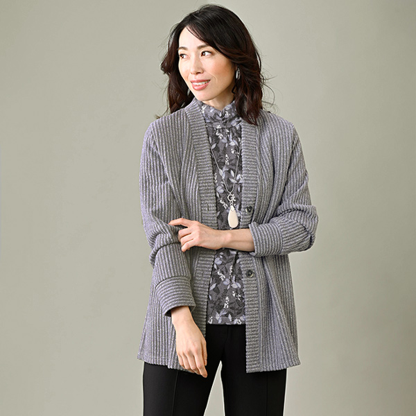 ストライプ柄カーディガンアンサンブル