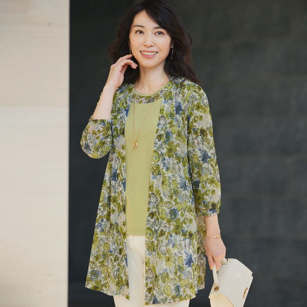 サマーロングカーディガンアンサンブル