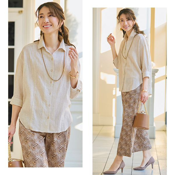 綿麻ワッシャーゆったりブラウス