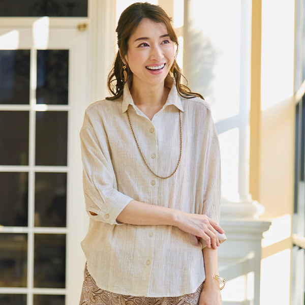 綿麻ワッシャーゆったりブラウス