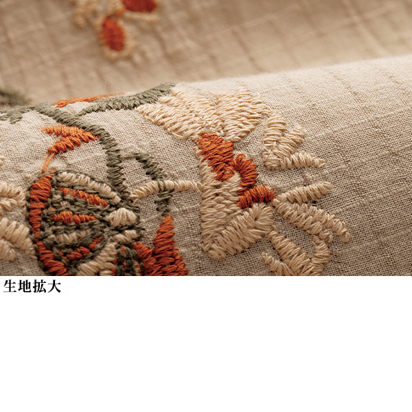 綿シャドーチェック素材 刺しゅう入りロングブラウス