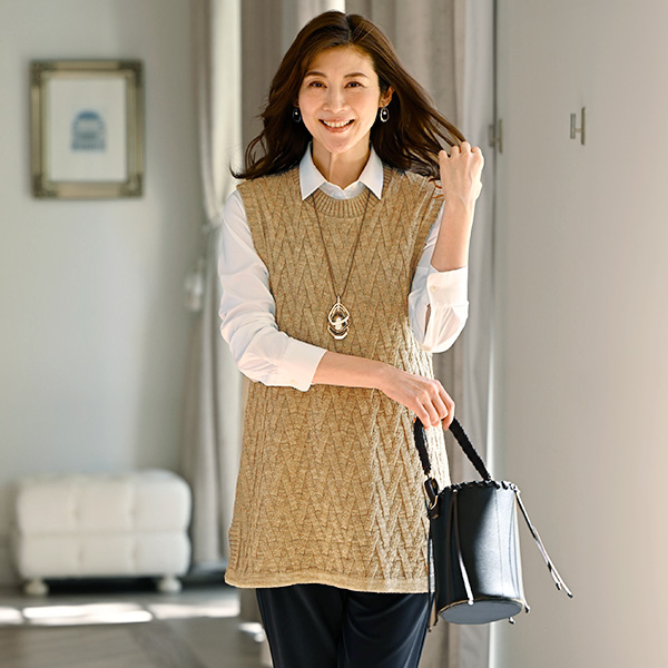 変化編みチュニックベスト