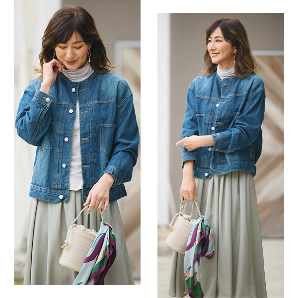 ラウンドカラーデニムジャケット