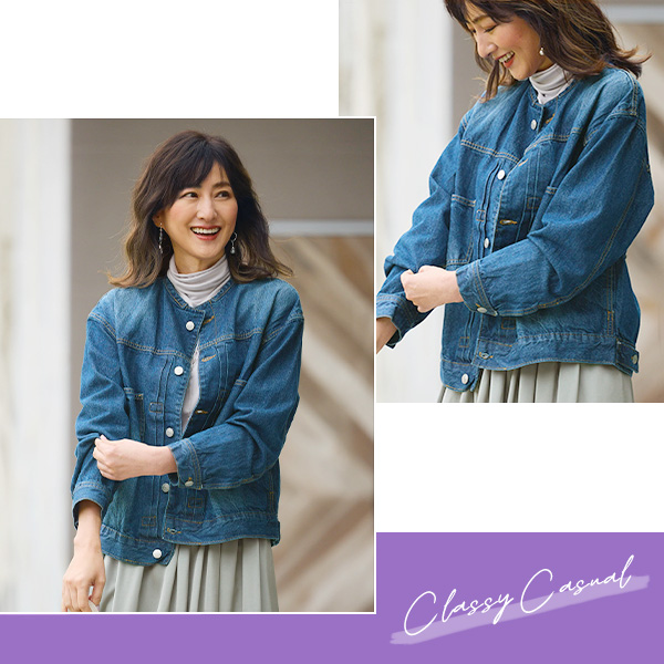 ラウンドカラーデニムジャケット