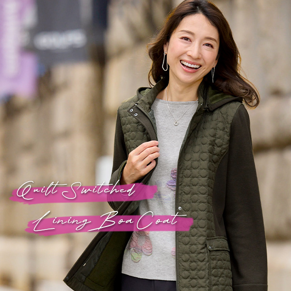 キルト切替え裏ボアカットソーコート