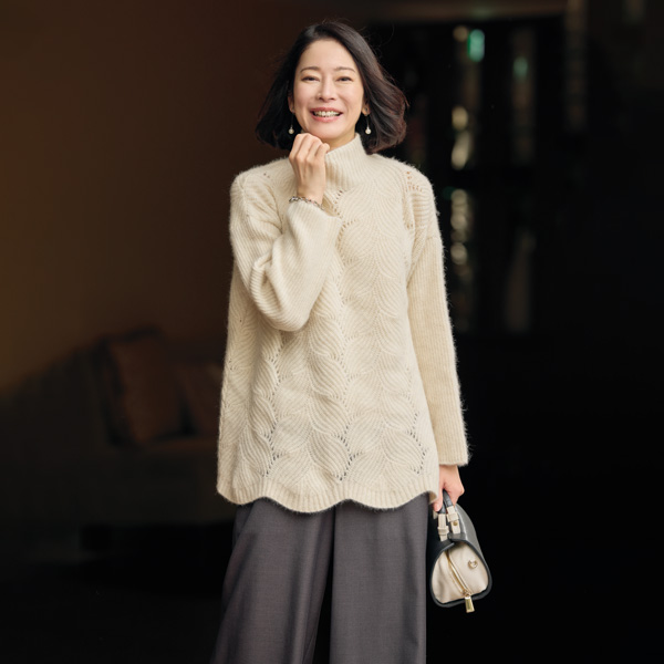 フォックス混 リーフ柄プルオーバー