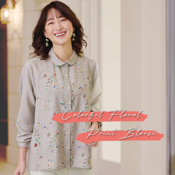 発泡プリントブラウス