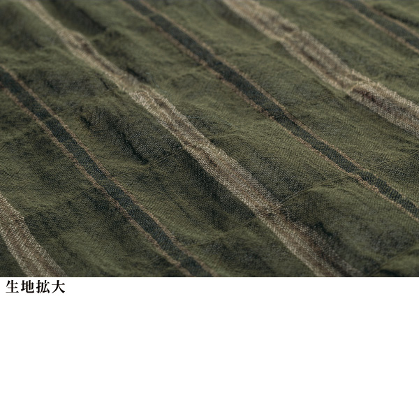 綿100％ 先染めストライプ ロングブラウス