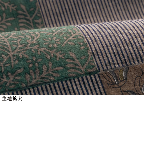 綿100％ パッチワーク風 プリントワンピース