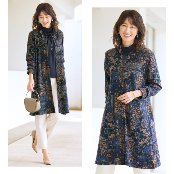 プリントカットソージャケットワンピース