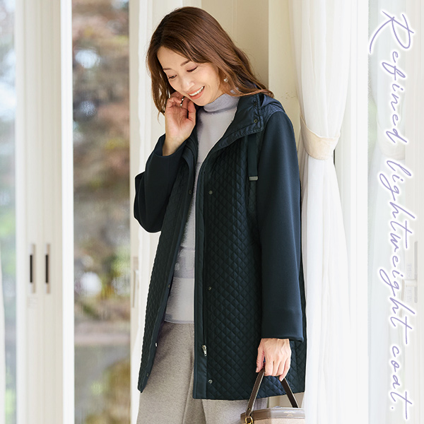 キルト切替えデザインコート