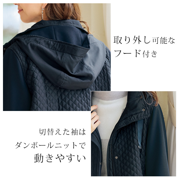 キルト切替えデザインコート