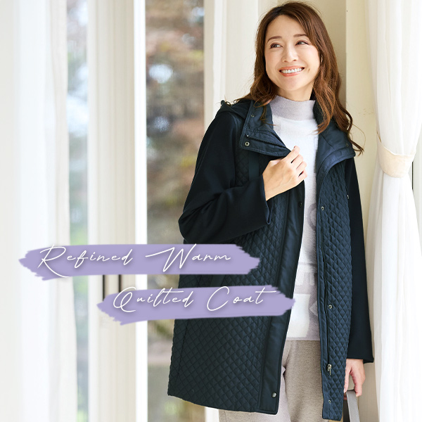 キルト切替えデザインコート