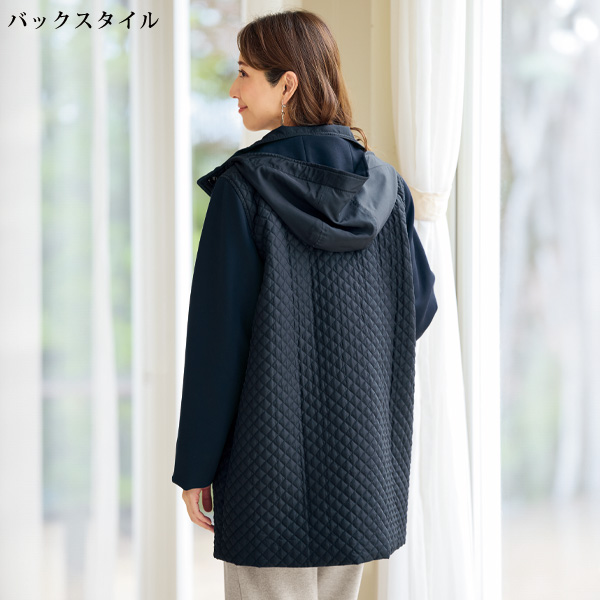 キルト切替えデザインコート