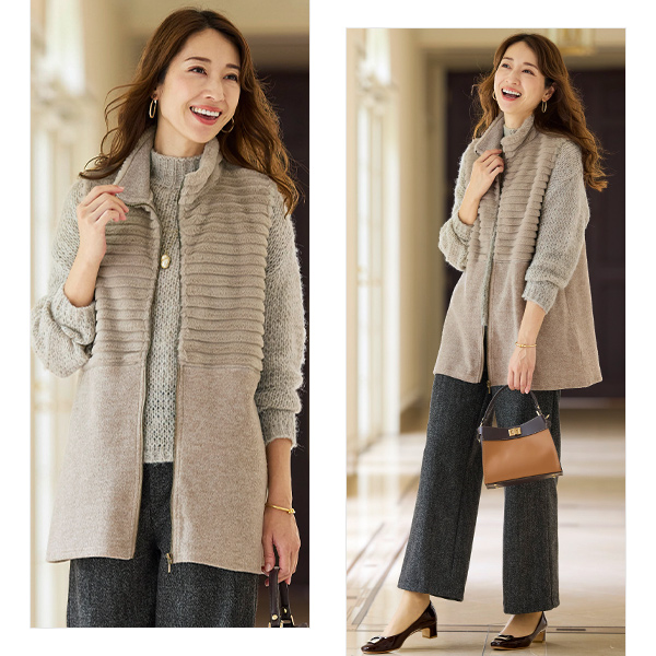 エコファー使い杢調カットソーベスト