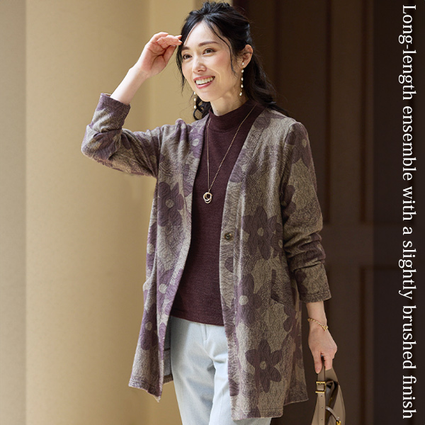 微起毛カットソーロングアンサンブル