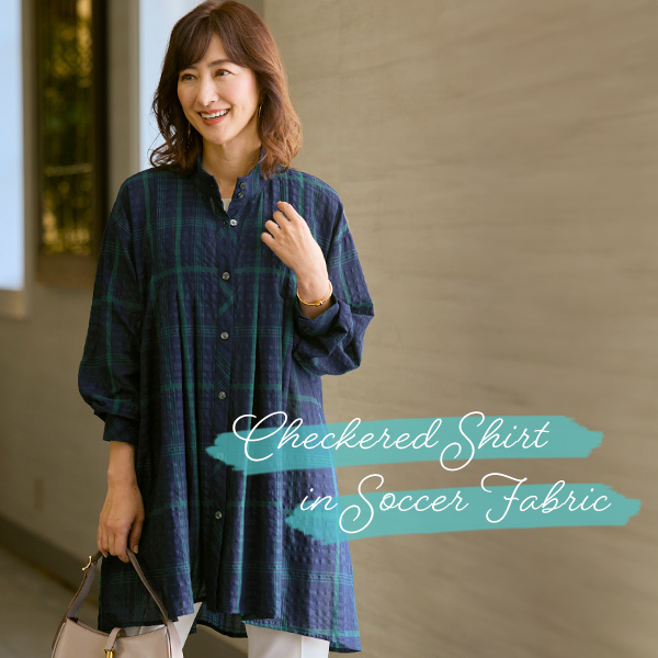 チェック柄サッカーシャツチュニック
