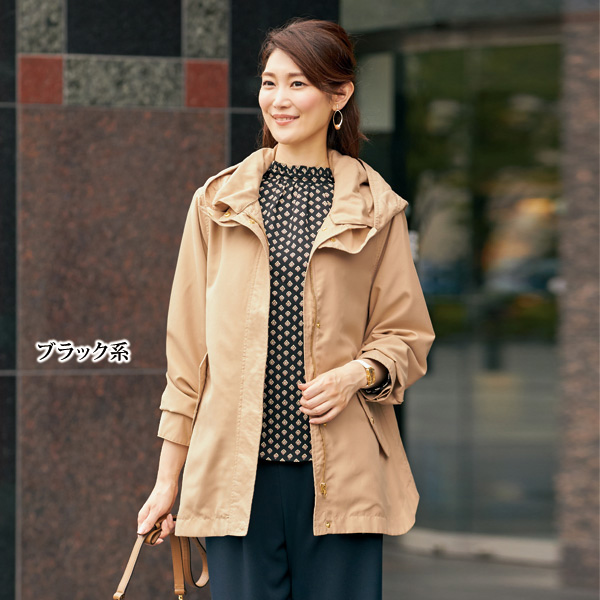 小紋柄フリル衿ハイネックブラウス◎