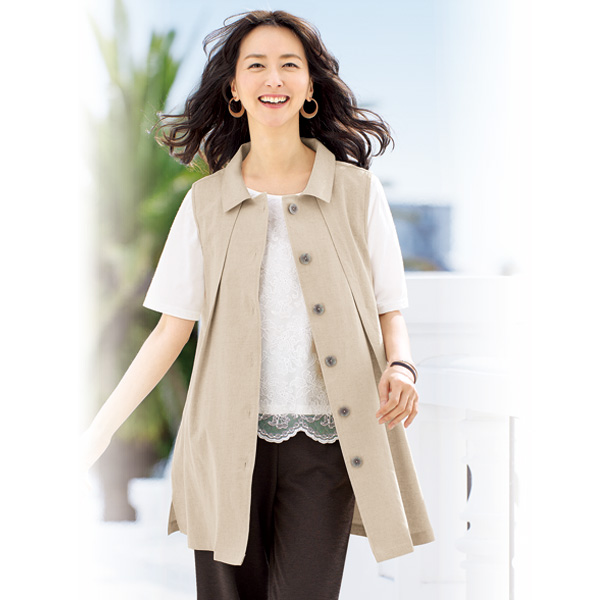 麻綿ロングベスト