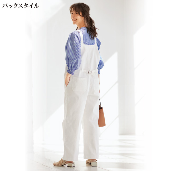 ホワイトデニムサロペットパンツ