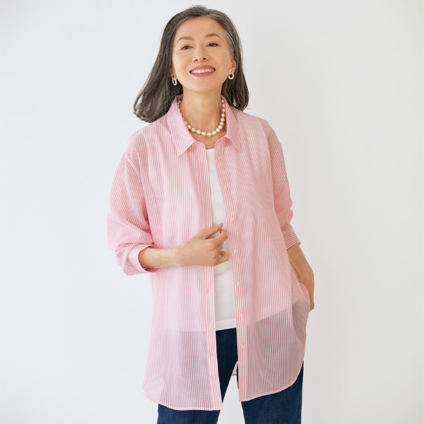 シアーストライプシャツ
