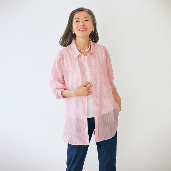 シアーストライプシャツ