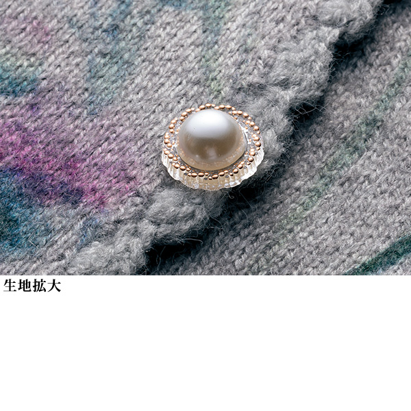 ビジュー花柄プリントニットジャケット