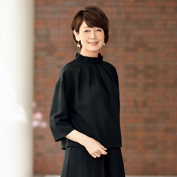 スタンド衿プリーツガウチョセットアップ