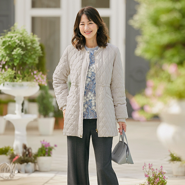 リブ切替えダイヤキルト中わたジャケット