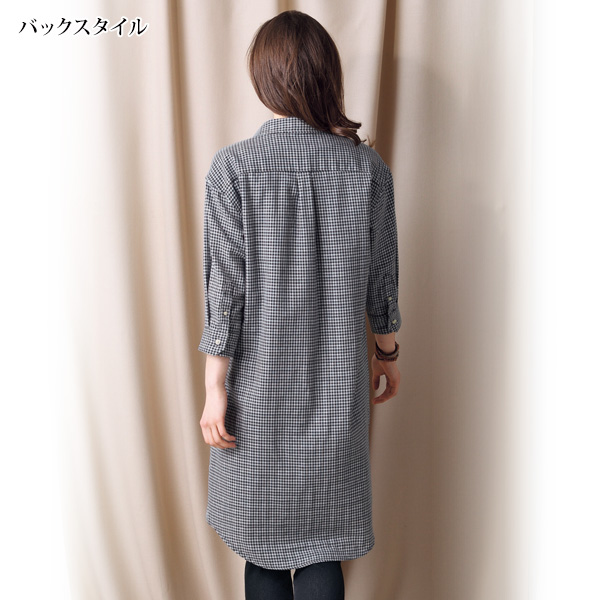 【大きいサイズ2L〜3L】142-115ダブルガーゼ7分袖襟付き全開ブラウス(12色)(日本製)(ハンドメイド) 新品3L 紺ダブルガーゼ角衿付ブラウス七分袖スキッパー